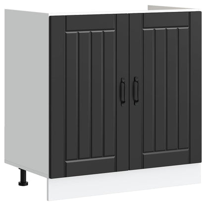 vidaXL Meuble sous évier Lucca Noir Aggloméré