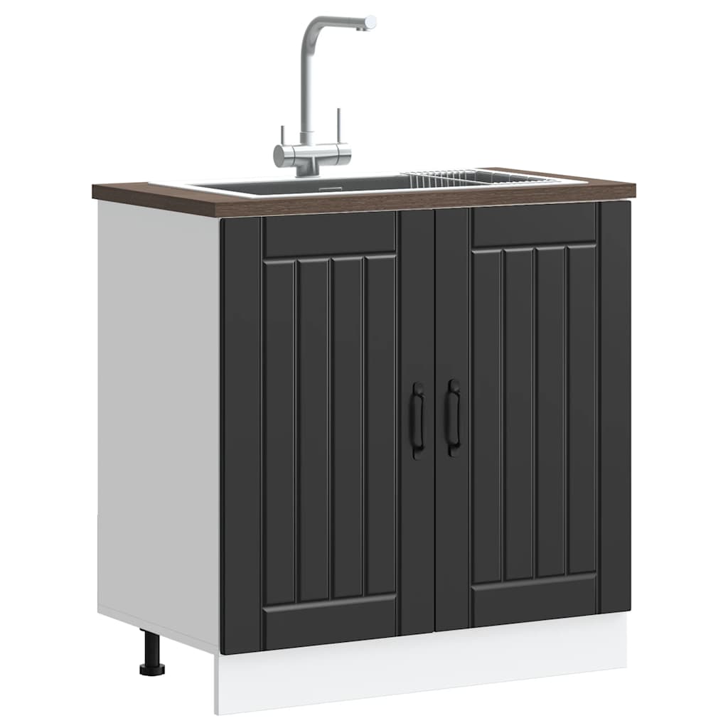 vidaXL Meuble sous évier Lucca Noir Aggloméré