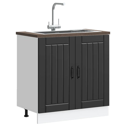 vidaXL Meuble sous évier Lucca Noir Aggloméré