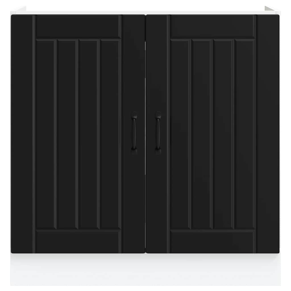 vidaXL Meuble sous évier Lucca Noir Aggloméré