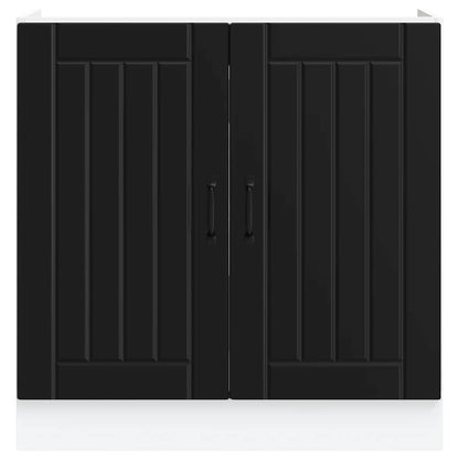vidaXL Meuble sous évier Lucca Noir Aggloméré