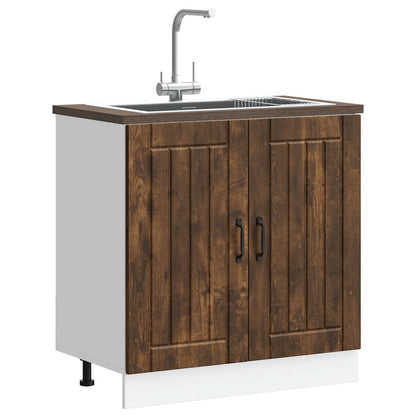 vidaXL Meuble sous-évier Lucca Chêne fumé Bois d'ingénierie