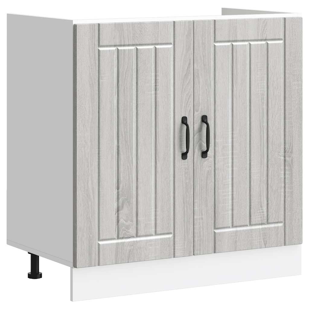 vidaXL Meuble sous-évier Lucca gris en aggloméré Sonoma