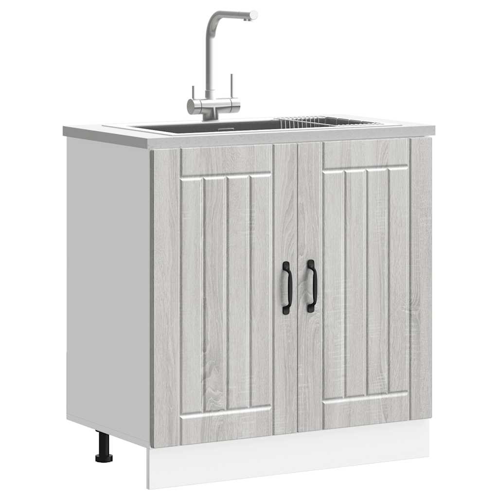 vidaXL Meuble sous-évier Lucca gris en aggloméré Sonoma