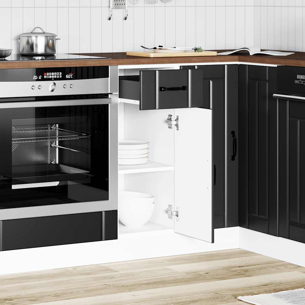 vidaXL Meuble bas de cuisine Lucca noir en bois d'ingénierie