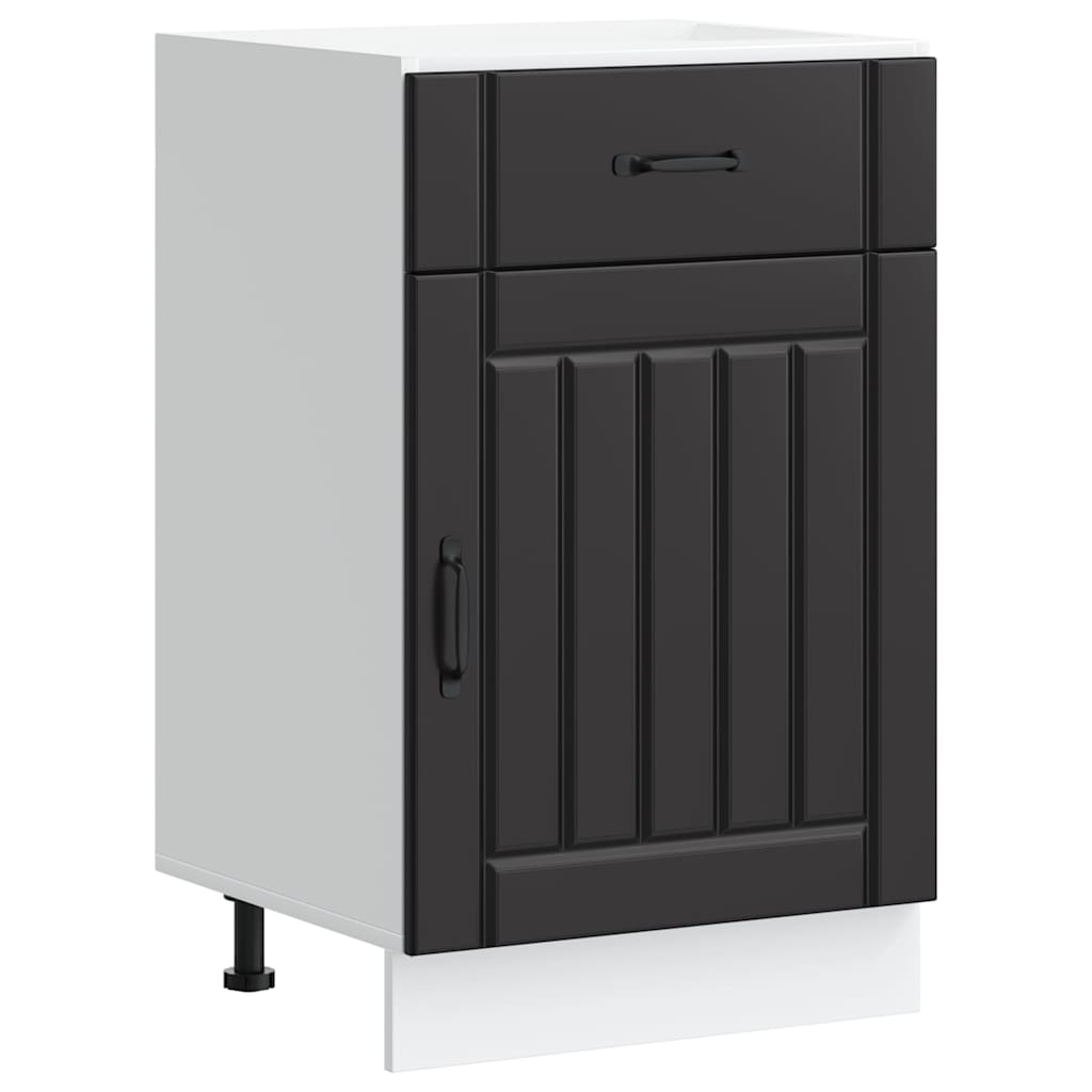 vidaXL Küchen-Unterschrank Lucca Schwarz Holzwerkstoff