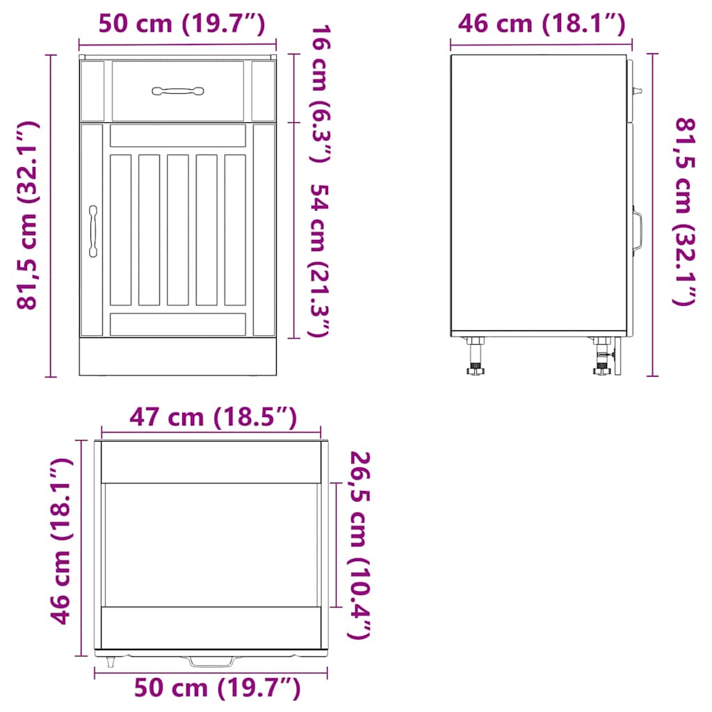 vidaXL Küchen-Unterschrank Lucca Sonoma-Eiche Holzwerkstoff