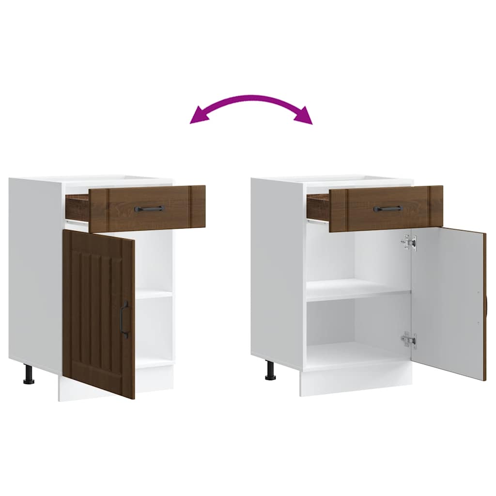 Küchen-Unterschrank Lucca Braun Eichen-Optik Holzwerkstoff