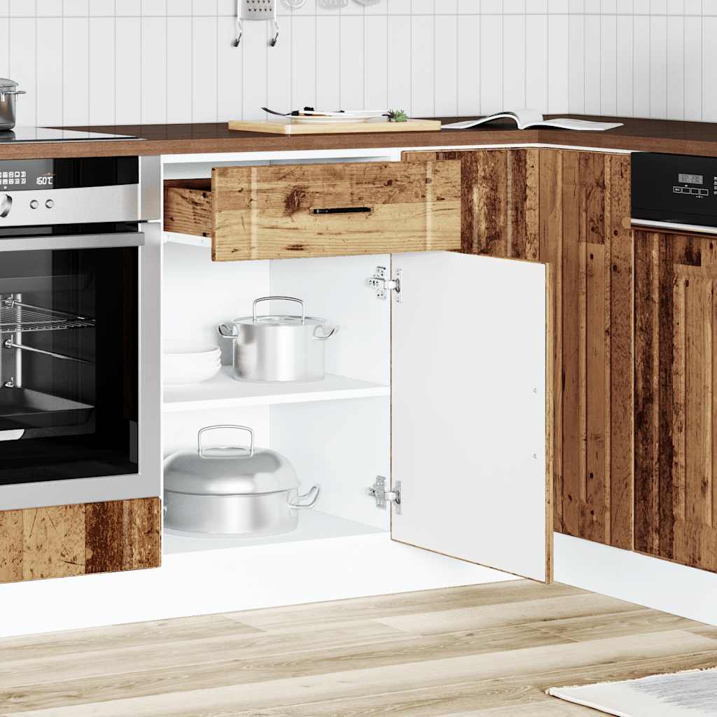 vidaXL Meuble bas de cuisine Lucca aspect bois recyclé bois d'ingénierie