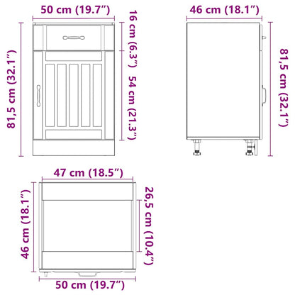 vidaXL Meuble bas de cuisine Lucca aspect bois recyclé bois d'ingénierie
