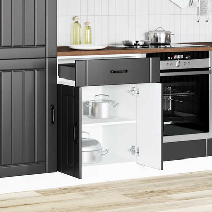 vidaXL Meuble bas de cuisine Lucca noir en bois d'ingénierie