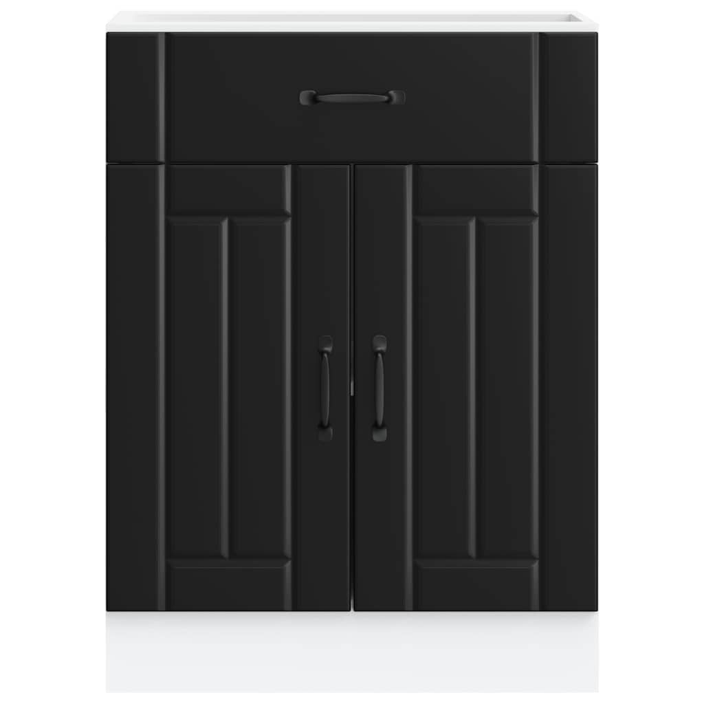 vidaXL Meuble bas de cuisine Lucca noir en bois d'ingénierie