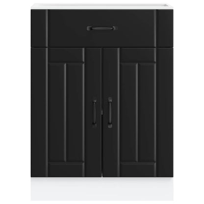 vidaXL Meuble bas de cuisine Lucca noir en bois d'ingénierie