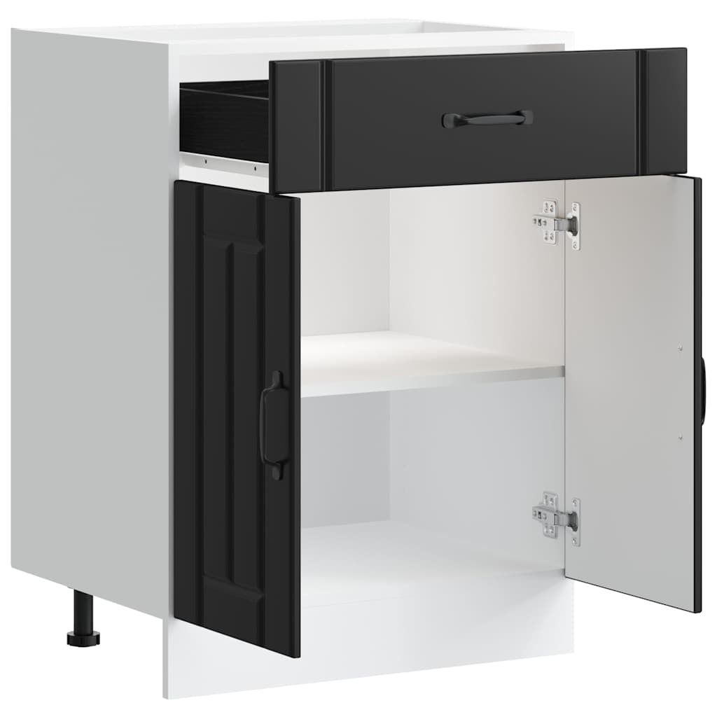 vidaXL Meuble bas de cuisine Lucca noir en bois d'ingénierie