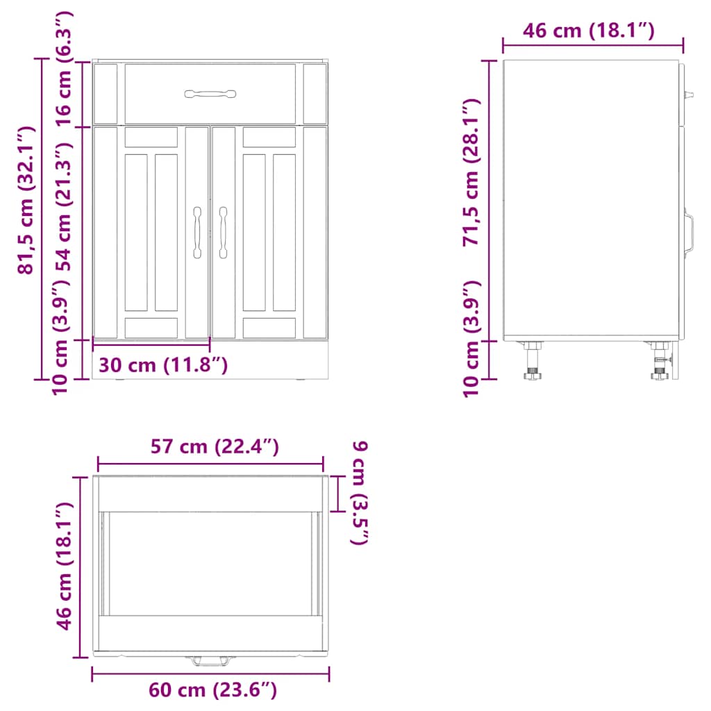 Küchen-Unterschrank Lucca Hochglanz-Weiß Holzwerkstoff