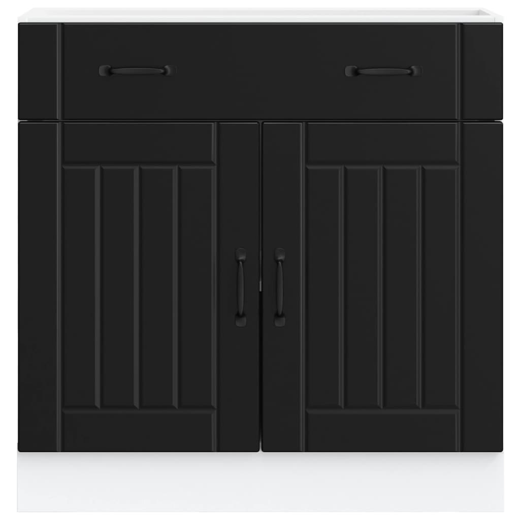 vidaXL Küchen-Unterschrank Lucca Schwarz Holzwerkstoff