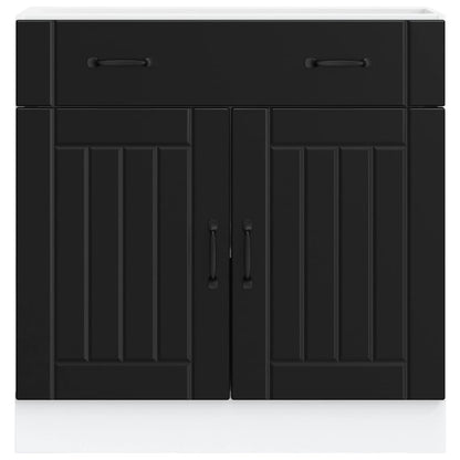 vidaXL Küchen-Unterschrank Lucca Schwarz Holzwerkstoff