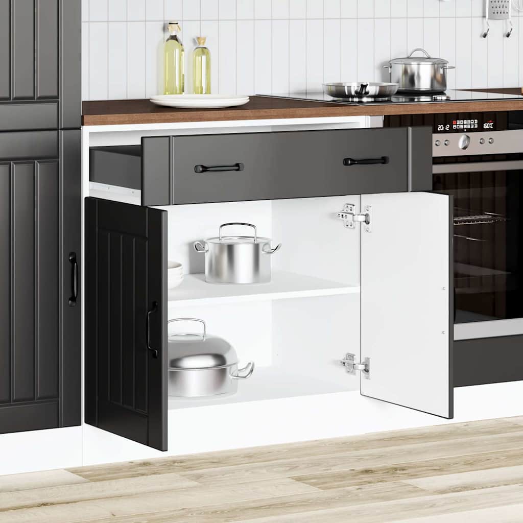 vidaXL Küchen-Unterschrank Lucca Schwarz Holzwerkstoff