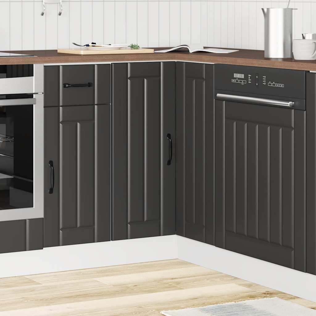 vidaXL Meuble bas d'angle de cuisine Lucca Noir Bois d'ingénierie