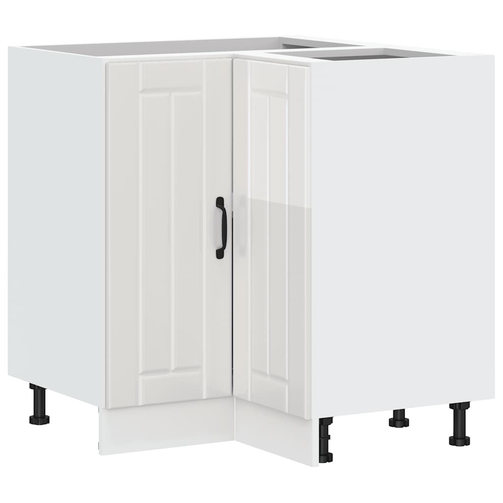 vidaXL Meuble bas d'angle de cuisine Lucca Blanc brillant Bois d'ingénierie