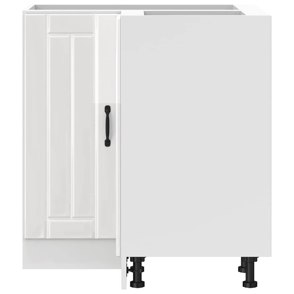 vidaXL Meuble bas d'angle de cuisine Lucca Blanc brillant Bois d'ingénierie