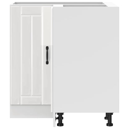 vidaXL Meuble bas d'angle de cuisine Lucca Blanc brillant Bois d'ingénierie