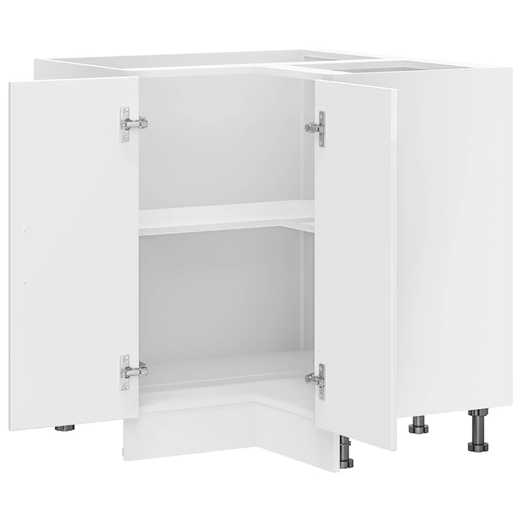 vidaXL Meuble bas d'angle de cuisine Lucca Blanc brillant Bois d'ingénierie
