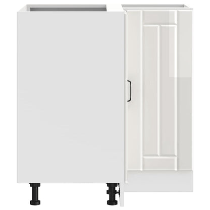vidaXL Meuble bas d'angle de cuisine Lucca Blanc brillant Bois d'ingénierie