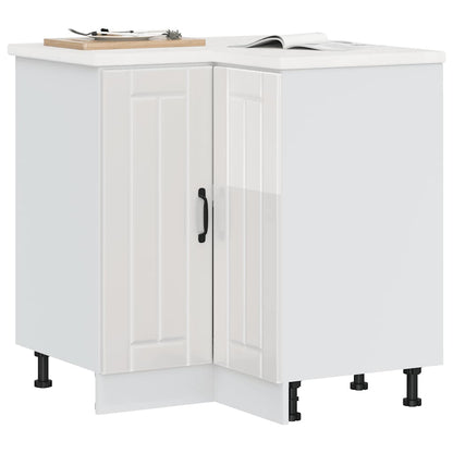vidaXL Meuble bas d'angle de cuisine Lucca Blanc brillant Bois d'ingénierie