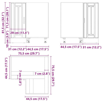 vidaXL Küchen-Eckunterschrank Lucca Sonoma-Eiche Holzwerkstoff