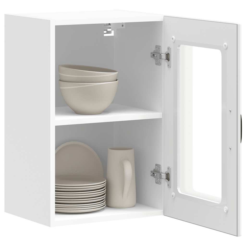 vidaXL Meuble haut de cuisine Lucca blanc avec porte vitrée