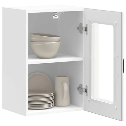 vidaXL Meuble haut de cuisine Lucca blanc avec porte vitrée