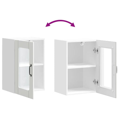 vidaXL Meuble haut de cuisine Lucca blanc avec porte vitrée