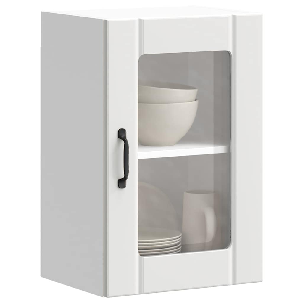 vidaXL Meuble haut de cuisine Lucca blanc avec porte vitrée