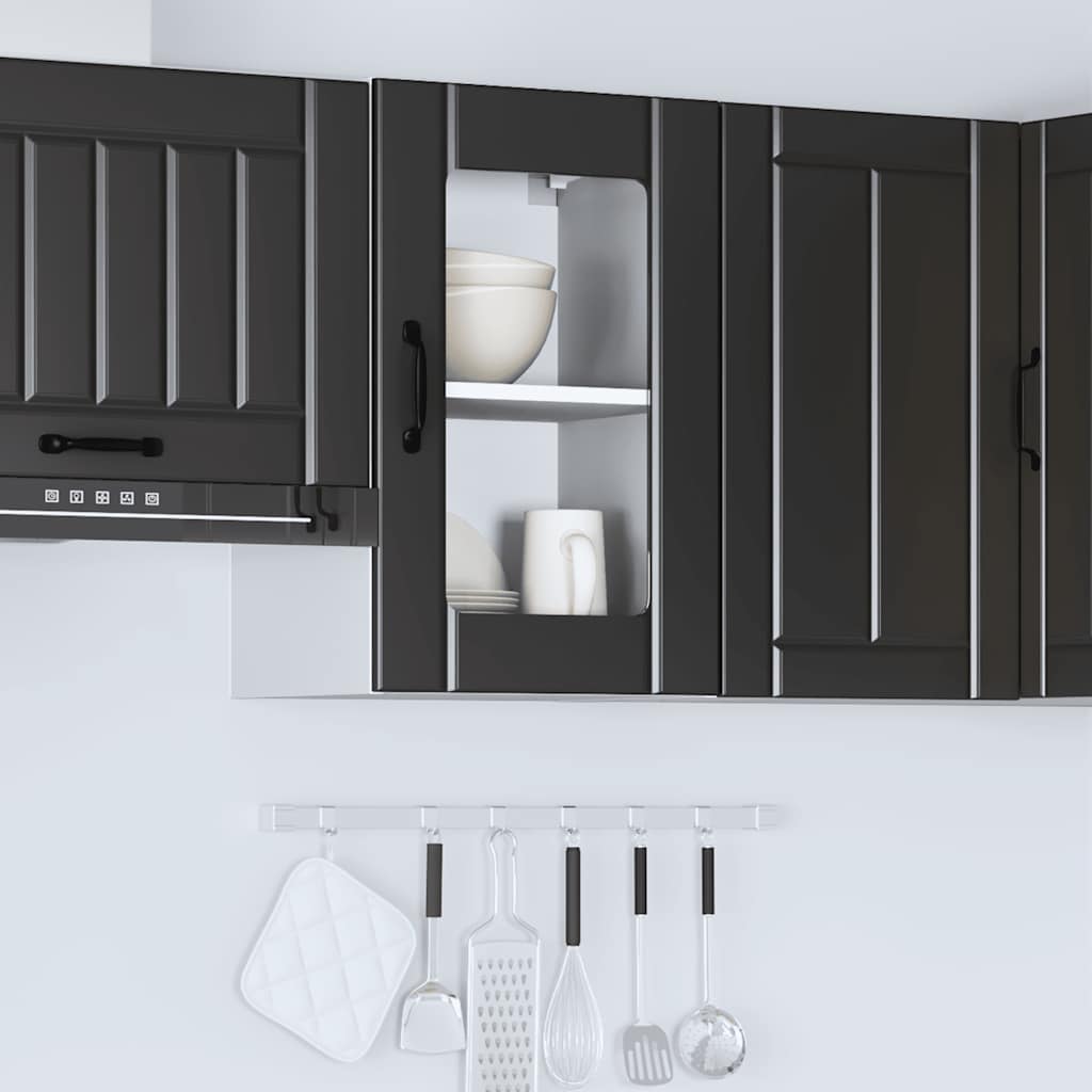 vidaXL Küchen-Hängeschrank mit Glastür Lucca Schwarz