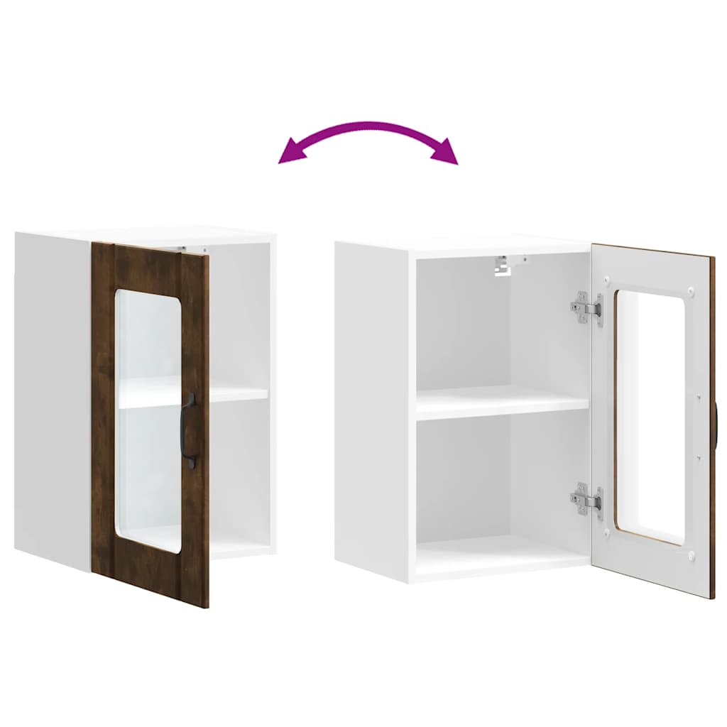 vidaXL Küchen-Hängeschrank mit Glastür Lucca Räuchereiche