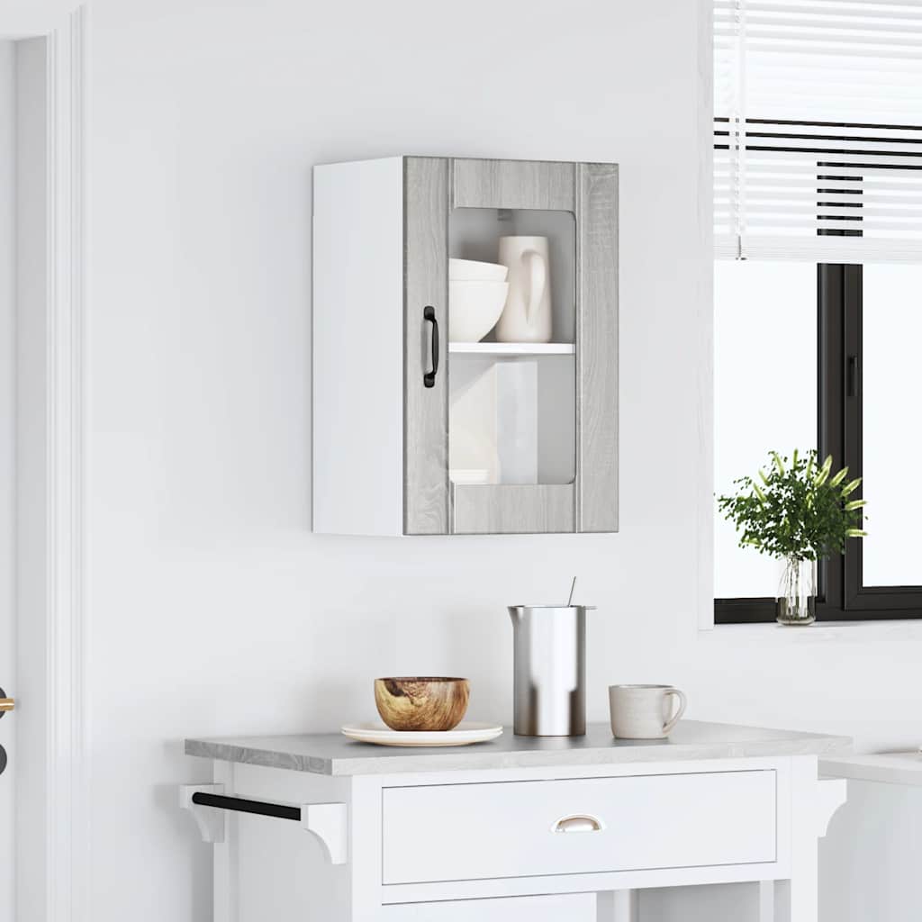 Meuble haut de cuisine vidaXL avec porte vitrée Lucca Gris Sonoma