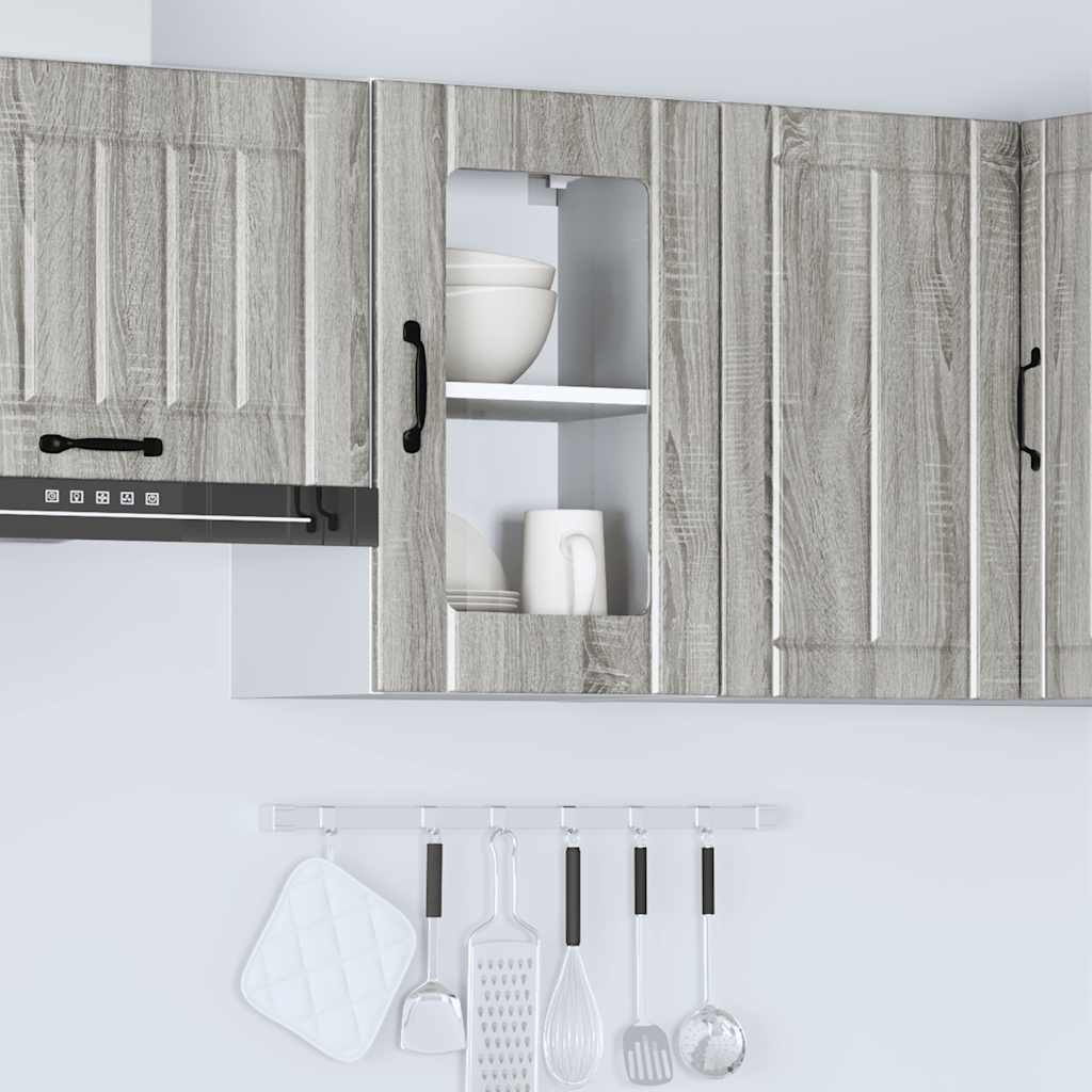 Meuble haut de cuisine vidaXL avec porte vitrée Lucca Gris Sonoma