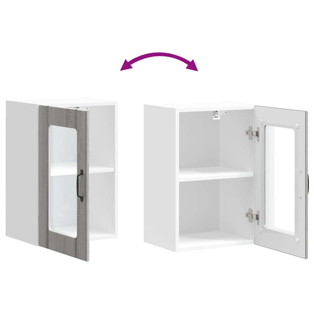 Meuble haut de cuisine vidaXL avec porte vitrée Lucca Gris Sonoma