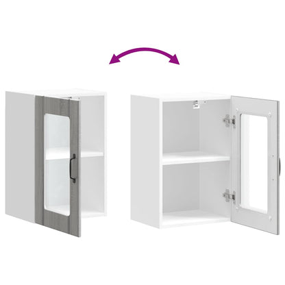 Meuble haut de cuisine vidaXL avec porte vitrée Lucca Gris Sonoma