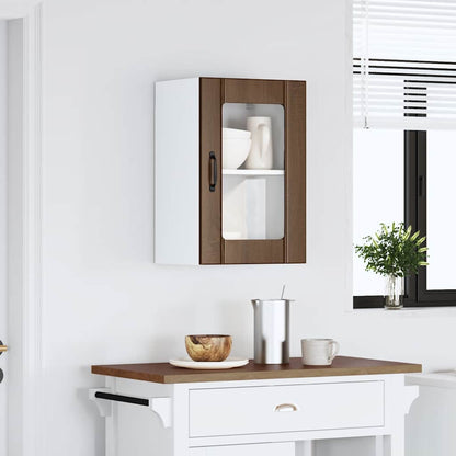 vidaXL Küchen-Hängeschrank mit Glastür Lucca Braun Eichen-Optik