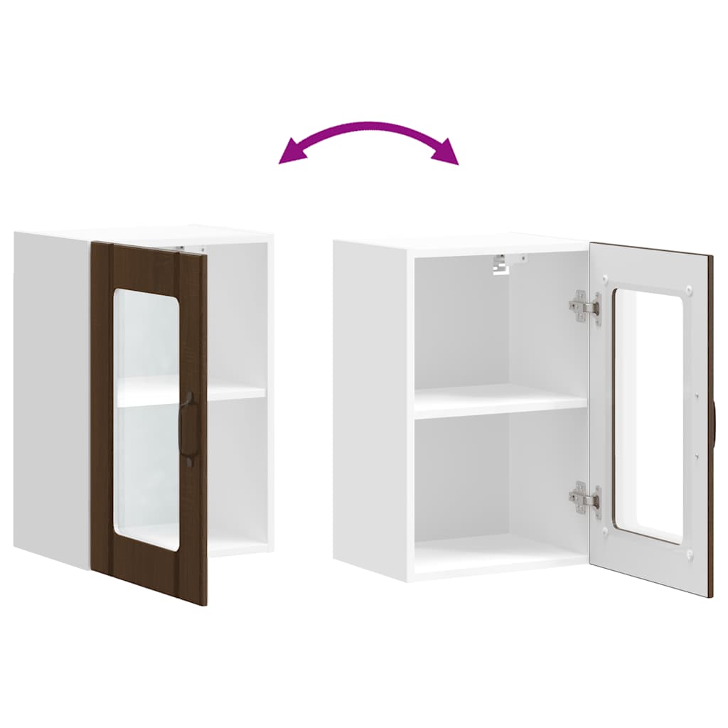 vidaXL Küchen-Hängeschrank mit Glastür Lucca Braun Eichen-Optik