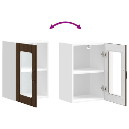 vidaXL Küchen-Hängeschrank mit Glastür Lucca Braun Eichen-Optik