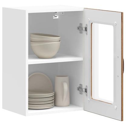 vidaXL Küchen-Hängeschrank mit Glastür Lucca Altholz-Optik