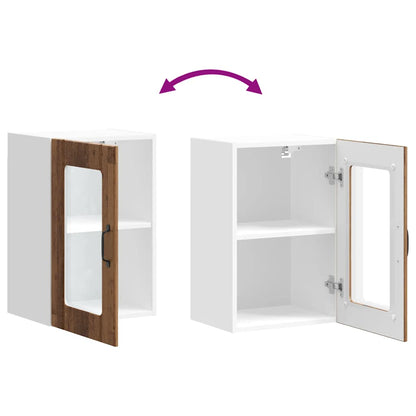 vidaXL Küchen-Hängeschrank mit Glastür Lucca Altholz-Optik