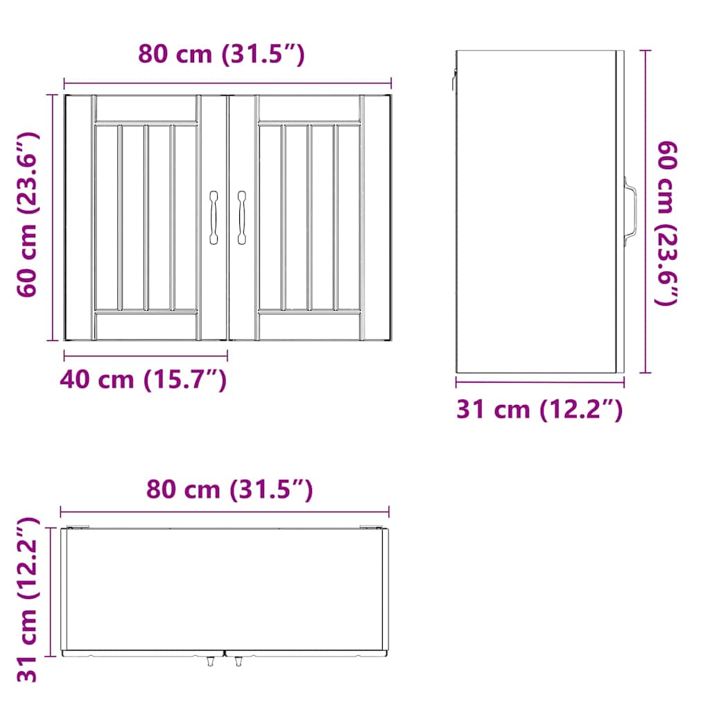 vidaXL Küchen-Hängeschrank Lucca Braun Eichen-Optik Holzwerkstoff