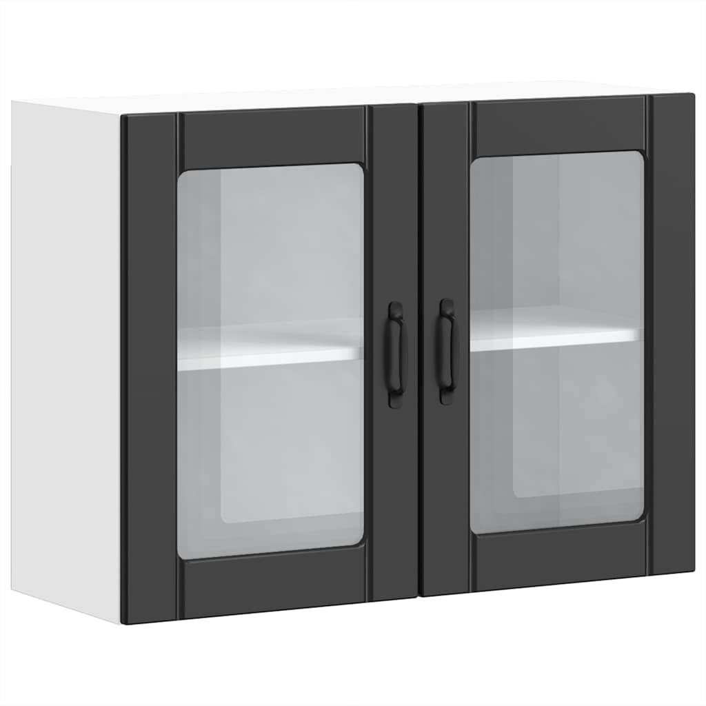 vidaXL Küchen-Hängeschrank mit Glastür Lucca Schwarz Holzwerkstoff