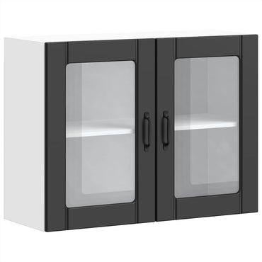 vidaXL Küchen-Hängeschrank mit Glastür Lucca Schwarz Holzwerkstoff