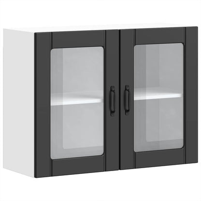 vidaXL Küchen-Hängeschrank mit Glastür Lucca Schwarz Holzwerkstoff