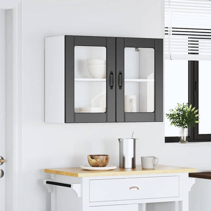 vidaXL Küchen-Hängeschrank mit Glastür Lucca Schwarz Holzwerkstoff